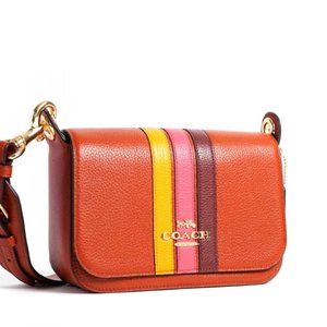 Coach Leather Varsity Stripe Small Jes Messenger Crossbody Bag Terracotta
